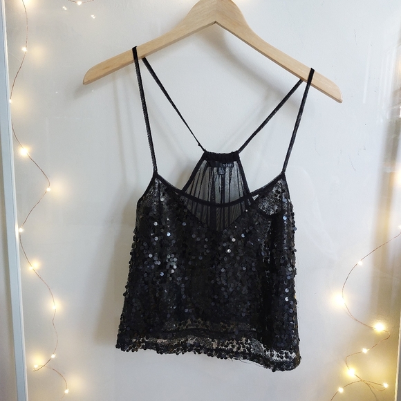 Sheer sequin black tank top - Picture 2 of 8